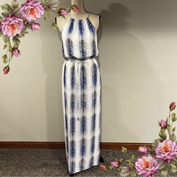Black Swan Great Expectations Blue and Ivory Print Maxi Dress - Picture 1 of 16